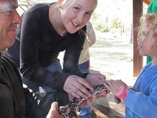 Girls with snake